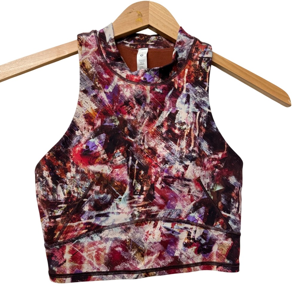 Lululemon High Neck Yoga Bra Light‎ Support Workout Top Size 4 Everlux Mesh Tank